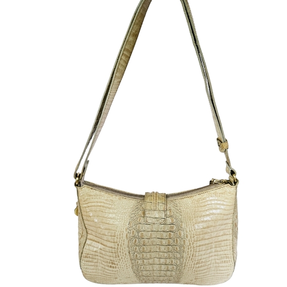 Vintage Brahmin Isabelle Toggle Ivory Cream Crocodile Leather Shoulder Bag Purse - Picture 3 of 16